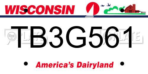 TB3G561 Wisconsin License Plate