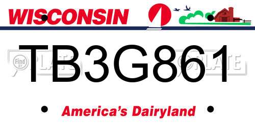 TB3G861 Wisconsin License Plate