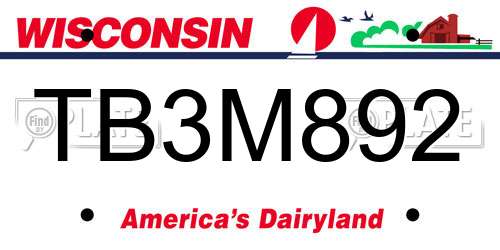 TB3M892 Wisconsin License Plate
