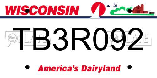 TB3R092 Wisconsin License Plate
