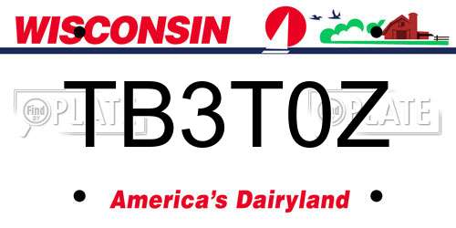 TB3T0Z Wisconsin License Plate