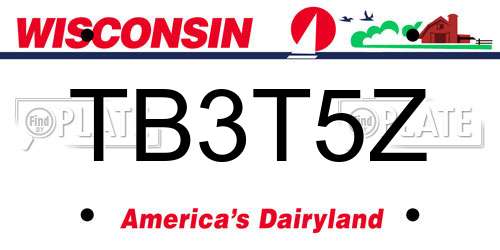 TB3T5Z Wisconsin License Plate