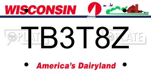 TB3T8Z Wisconsin License Plate