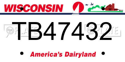 TB47432 Wisconsin License Plate