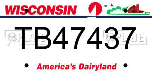 TB47437 Wisconsin License Plate