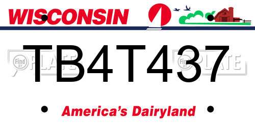 TB4T437 Wisconsin License Plate