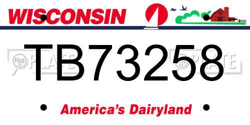 TB73258 Wisconsin License Plate