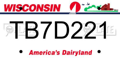 TB7D221 Wisconsin License Plate