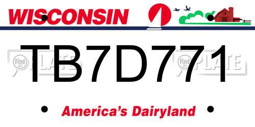 TB7D771 Wisconsin License Plate