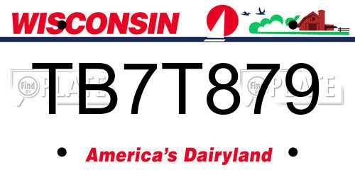 TB7T879 Wisconsin License Plate