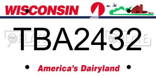 TBA2432 Wisconsin License Plate
