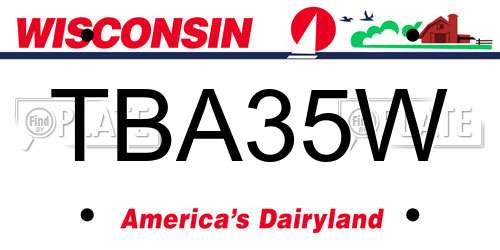 TBA35W Wisconsin License Plate