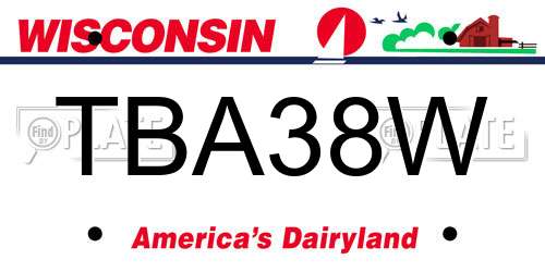 TBA38W Wisconsin License Plate