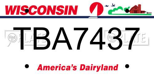 TBA7437 Wisconsin License Plate