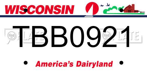 TBB0921 Wisconsin License Plate