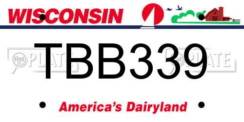 TBB339 Wisconsin License Plate