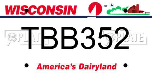 TBB352 Wisconsin License Plate