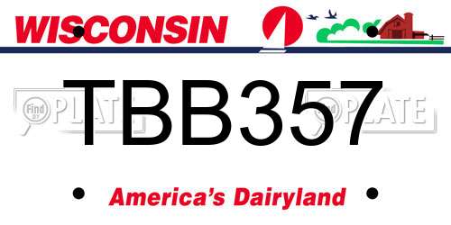 TBB357 Wisconsin License Plate