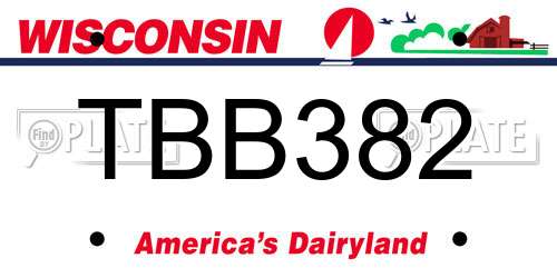 TBB382 Wisconsin License Plate