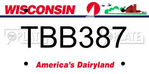 TBB387 Wisconsin License Plate