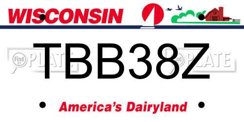 TBB38Z Wisconsin License Plate