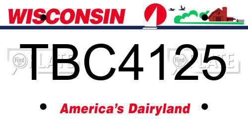 TBC4125 Wisconsin License Plate