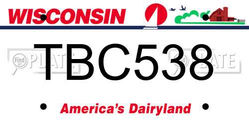TBC538 Wisconsin License Plate