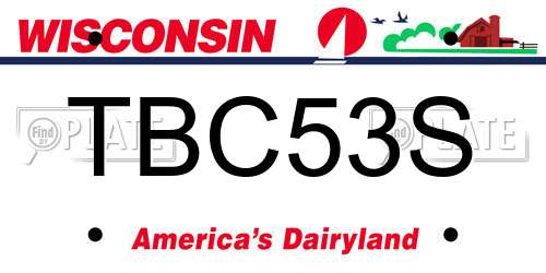 TBC53S Wisconsin License Plate