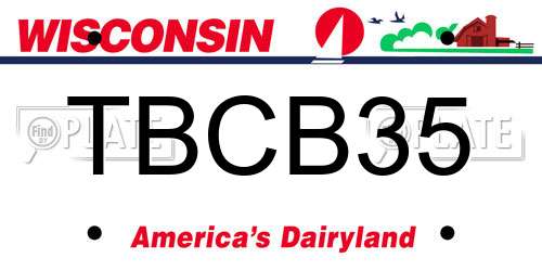 TBCB35 Wisconsin License Plate