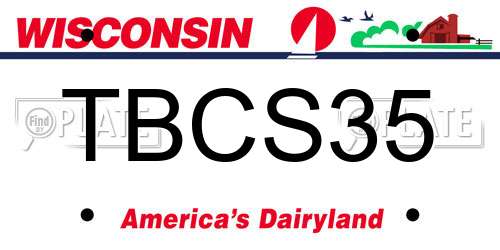 TBCS35 Wisconsin License Plate