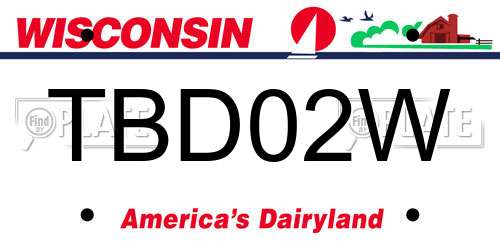 TBD02W Wisconsin License Plate