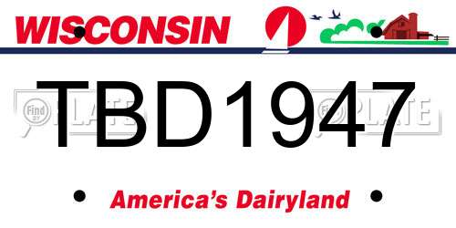 TBD1947 Wisconsin License Plate