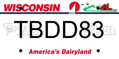 TBDD83 Wisconsin License Plate