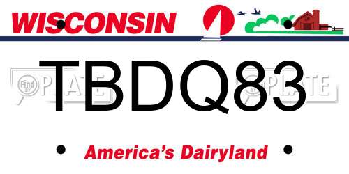TBDQ83 Wisconsin License Plate