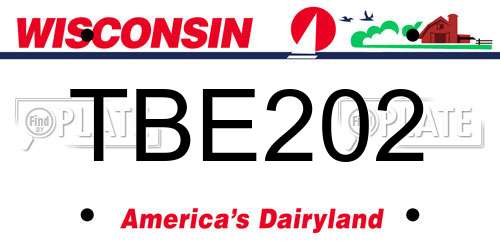 TBE202 Wisconsin License Plate