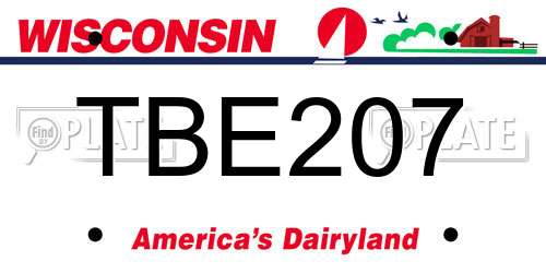 TBE207 Wisconsin License Plate
