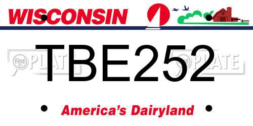 TBE252 Wisconsin License Plate