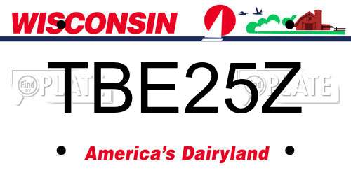 TBE25Z Wisconsin License Plate
