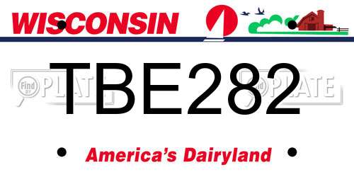 TBE282 Wisconsin License Plate