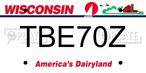 TBE70Z Wisconsin License Plate