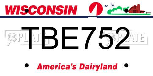 TBE752 Wisconsin License Plate