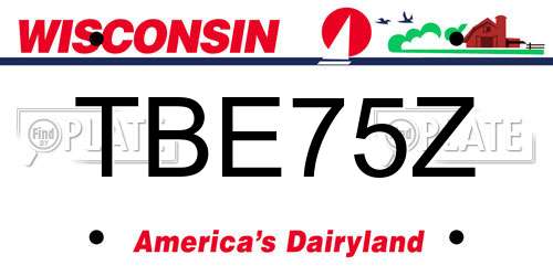 TBE75Z Wisconsin License Plate