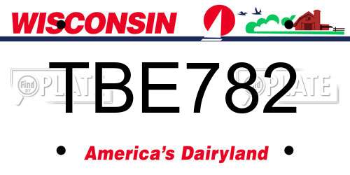 TBE782 Wisconsin License Plate