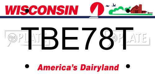 TBE78T Wisconsin License Plate