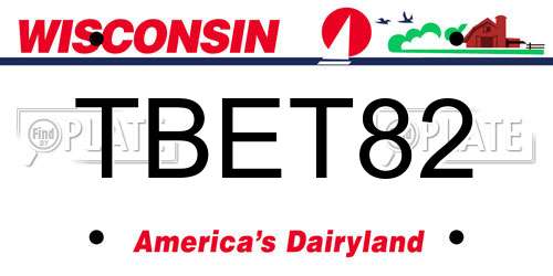 TBET82 Wisconsin License Plate
