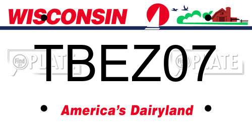 TBEZ07 Wisconsin License Plate