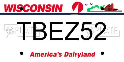 TBEZ52 Wisconsin License Plate