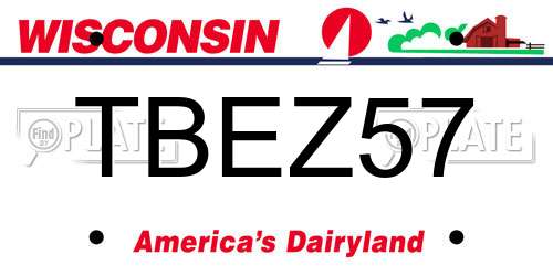 TBEZ57 Wisconsin License Plate