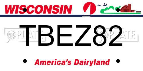 TBEZ82 Wisconsin License Plate