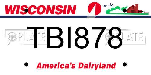 TBI878 Wisconsin License Plate